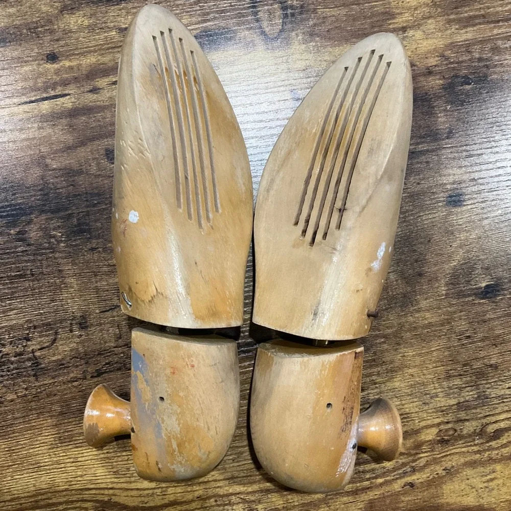 Vintage Nadex Wood‎ Shoe Trees Size 9 Adjustable Split Toe Shoe Shapers Vented
